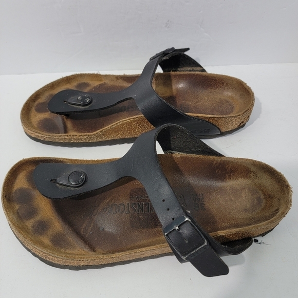 Birkenstock Gizeh Birko-Flor Thong Sandals Sz 38 Black Comfort Casual Breathable - Picture 5 of 11